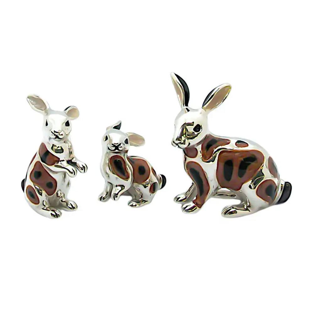 Family of 3 enamel rabbits ornament Saturno ST20 - SATURNO