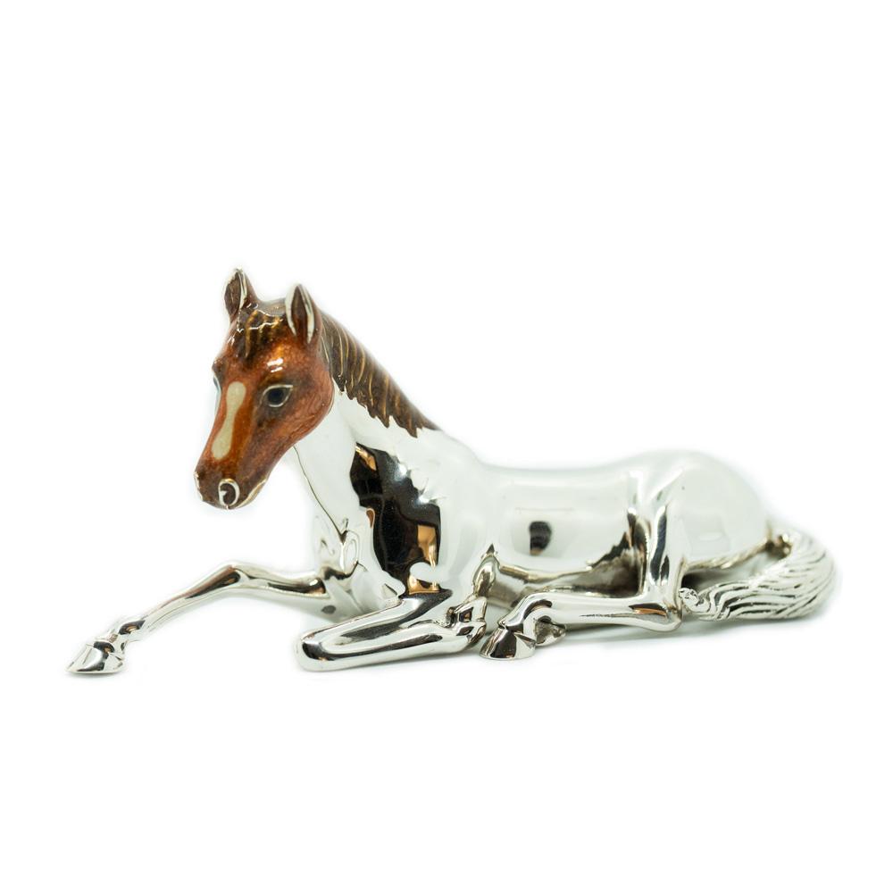 Enamelled lying horse ornament Saturno ST202-2 - SATURNO