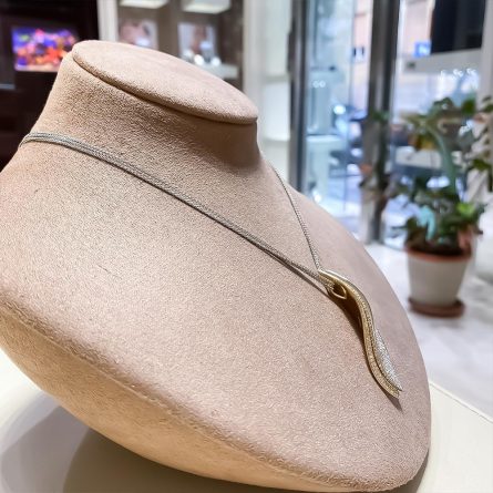 Girocollo Giorgio Visconti foglia oro diamanti