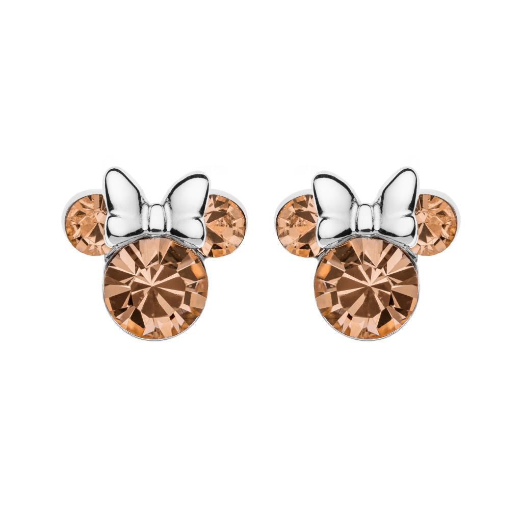 Orecchini bambina Disney Minnie argento cristallo alessandrite rosa