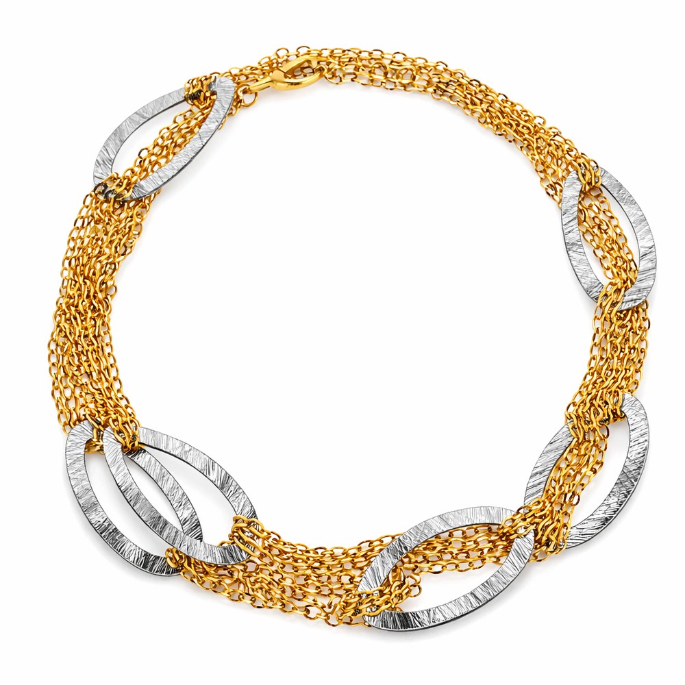 Chanel multifilo oro giallo e bianco con ovali.