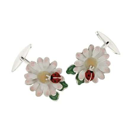 925 Silver Daisy Cufflinks - Handmade