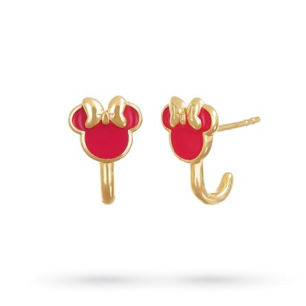 Orecchini bambina Disney Minnie argento dorato smalto rosso