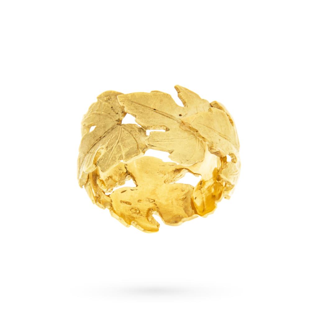 18kt yellow gold vine leaves band ring Luigi Quaglia