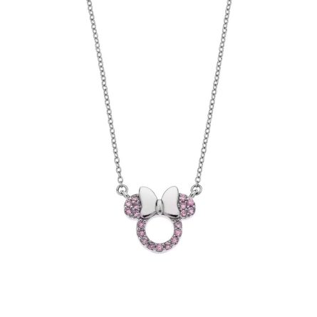 Collana Disney argento 925 Minnie cristalli rosa chiaro