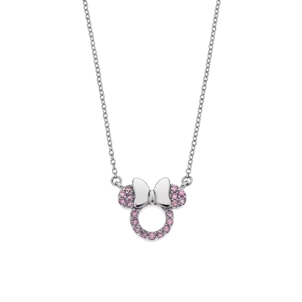 Collana Disney argento 925 Minnie cristalli rosa chiaro