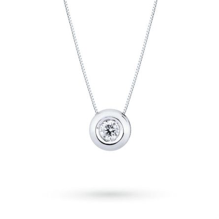 Collar Punto de luz en oro blanco con diamante de 0,07ct