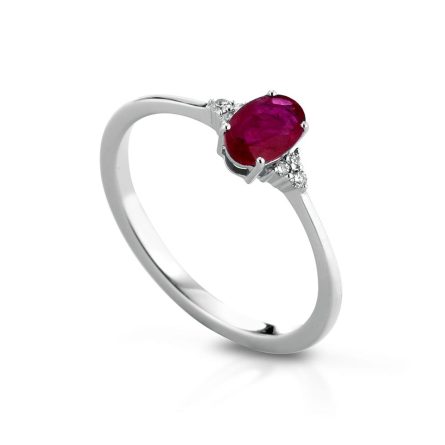 Anello in oro bianco 18kt con rubino 0,47ct e diamanti 0,04ct