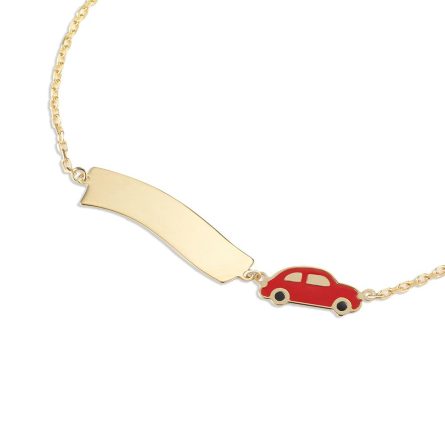 Bracciale leBebé PMG141 Primegioie macchinina targhetta nastro oro giallo