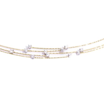 Collana MagicWire 3 fili oro giallo rigidi diamanti 0,24ct