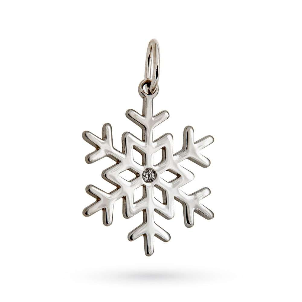 Colgante copo de nieve de plata con diamante de 0,01ct