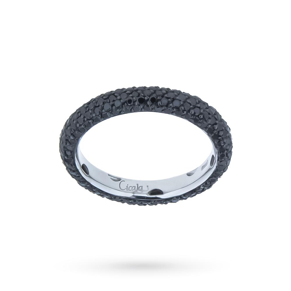 Anello eternity oro bianco diamanti neri 1,80ct