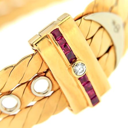 Bracciale Torrini fibbia oro giallo rubini e diamanti