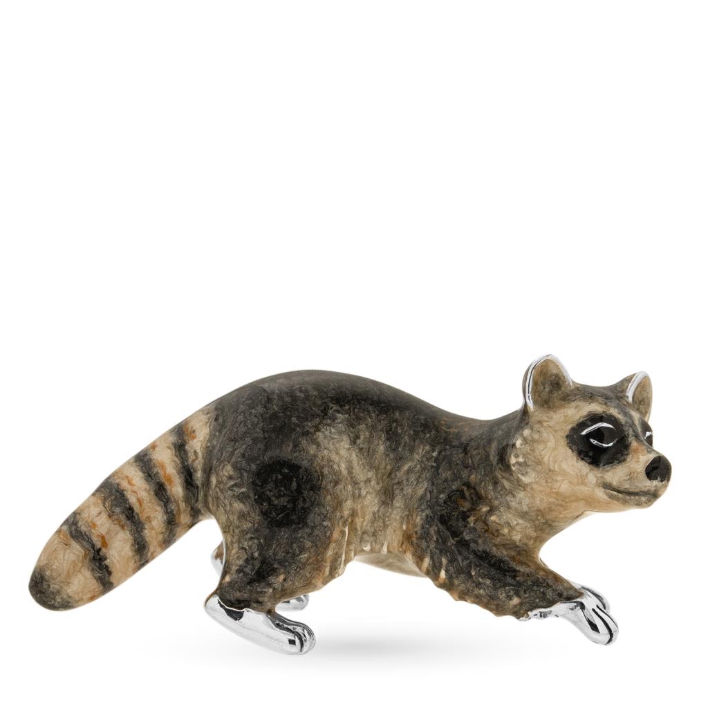 Medium raccoon in silver with enamel