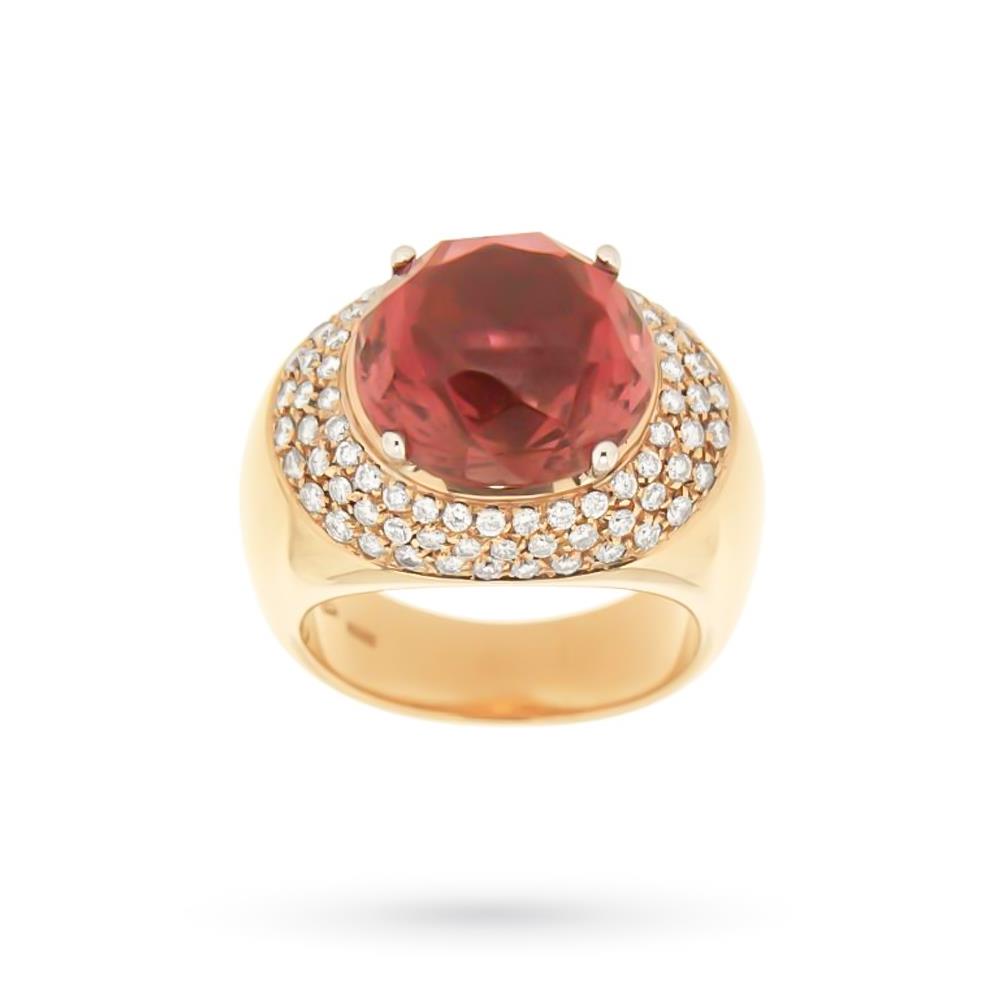 Anello Giorgio Visconti oro rosa tormalina rosa e diamanti