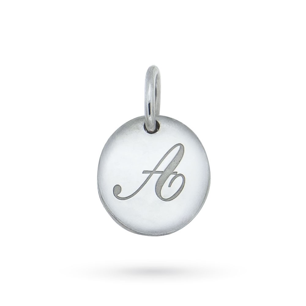 Ciondolo piastrina argento 925 lettera A incisa