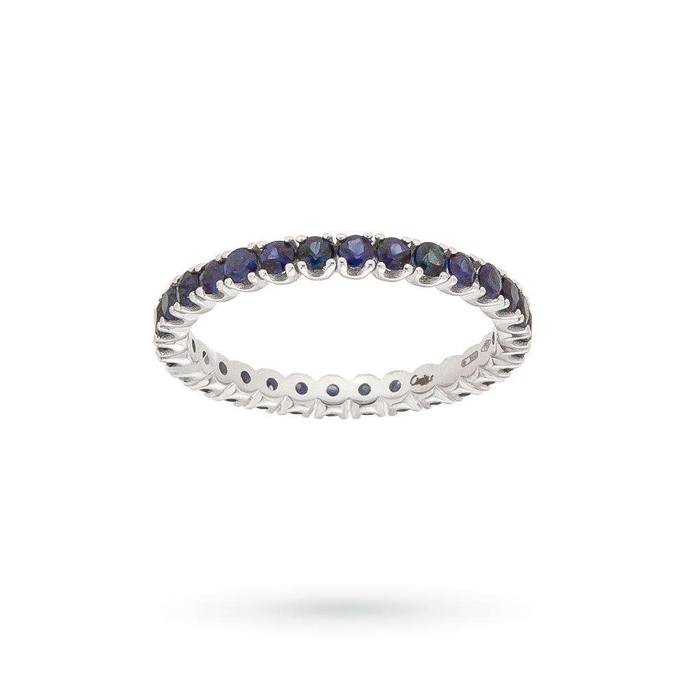 Anillo de eternidad en oro blanco con zafiros de 1,03ct