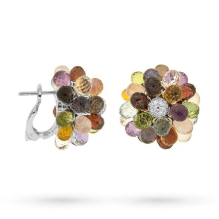 Orecchini fiore con petali di topazi multicolor e diamanti
