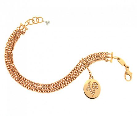 Bracciale oro rosa con lettera V pendente