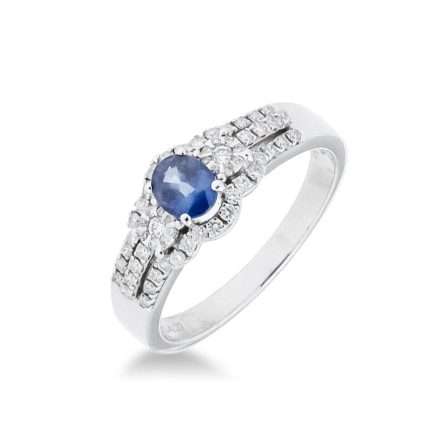 18kt white gold ring with sapphire and diamonds by Mirco Visconti