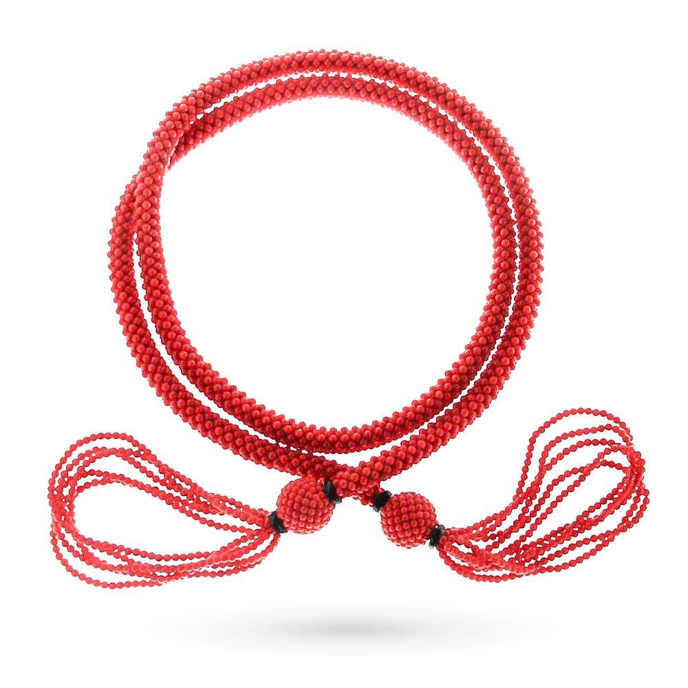 Sciarpa tessuto sfere corallo rosso onice 120cm