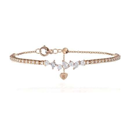 18kt rose gold half tennis bracelet fancy cut diamonds 0.89ct