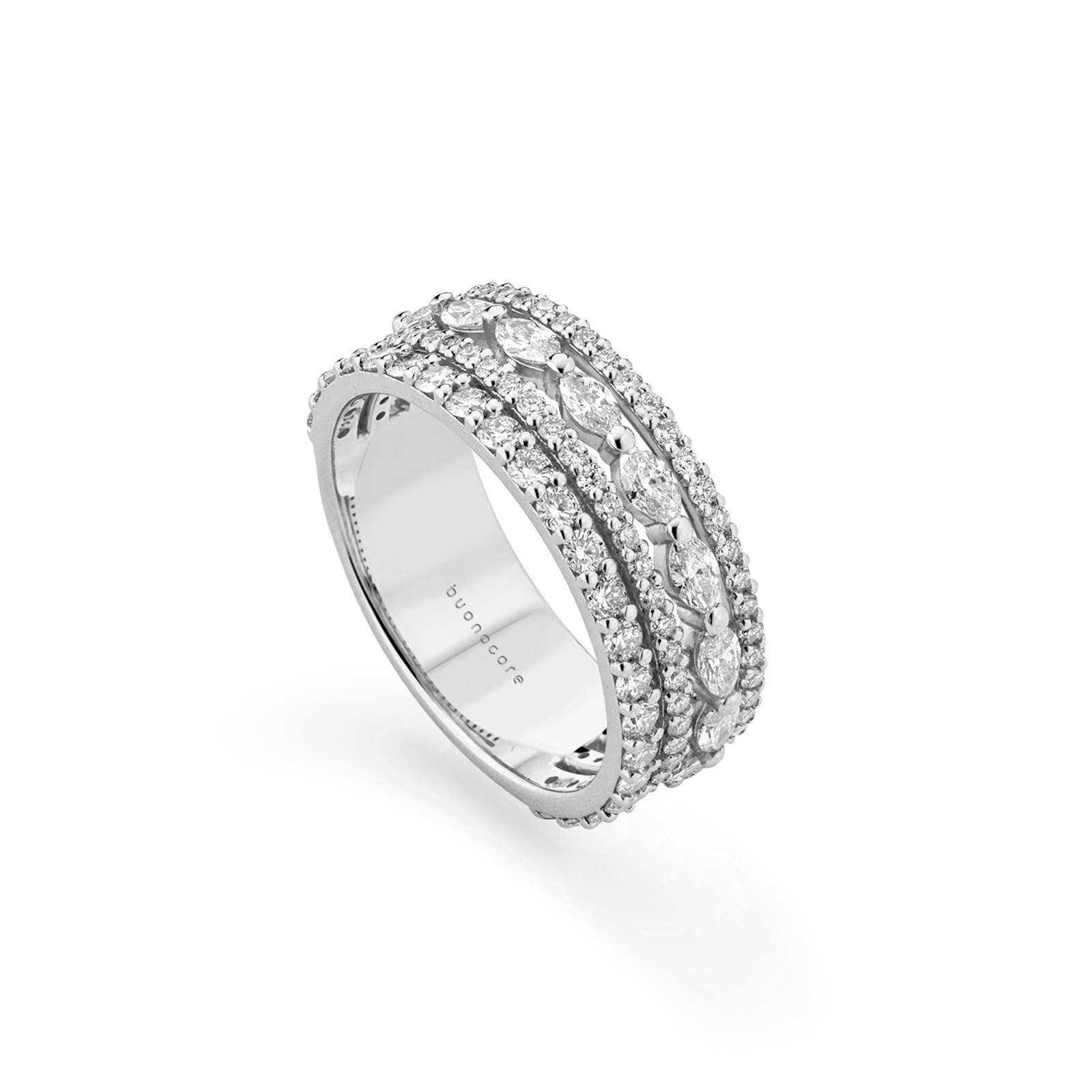 Anello Buonocore oro bianco fascia brillanti marquise 1,45ct