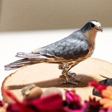 Falcon large ornament in 925 silver enamel