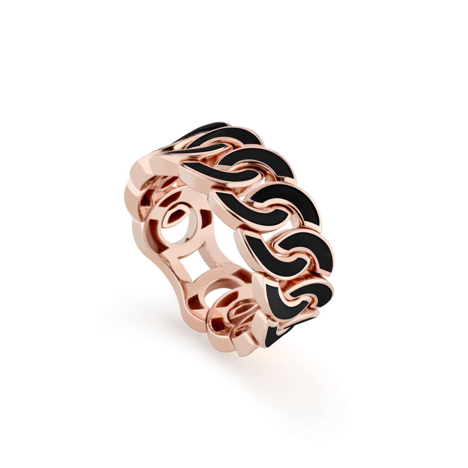 Anello Buonocore Noon oro rosa 18kt smalto nero