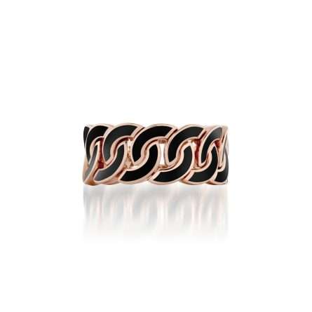 Anello Buonocore Noon oro rosa 18kt smalto nero
