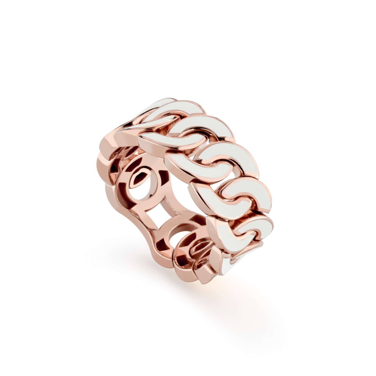 Anello Buonocore Noon oro rosa 18kt smalto bianco
