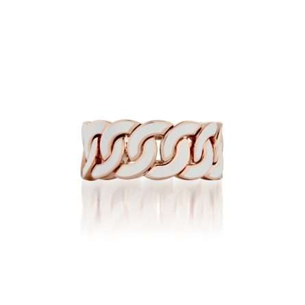 Anello Buonocore Noon oro rosa 18kt smalto bianco