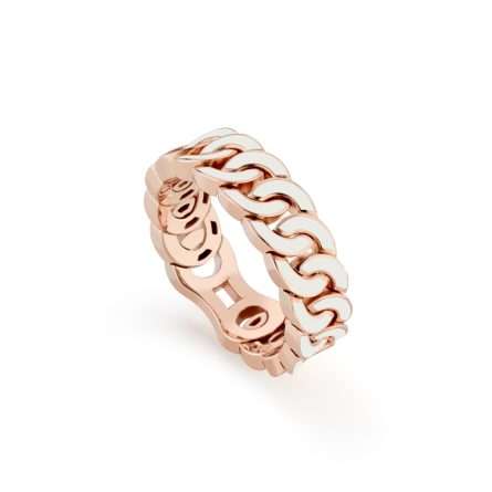 Buonocore Noon slim ring 18kt rose gold white enamel