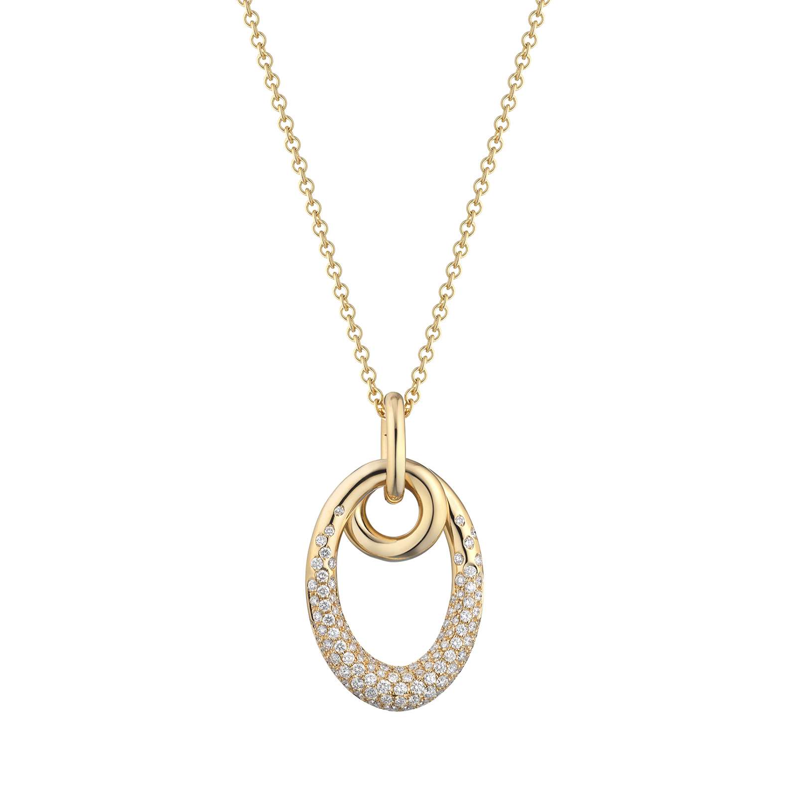 Collana Buonocore oro giallo ciondolo ovale diamanti 0,90ct