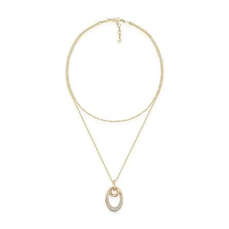 Collana Buonocore oro giallo ciondolo ovale diamanti 0,90ct