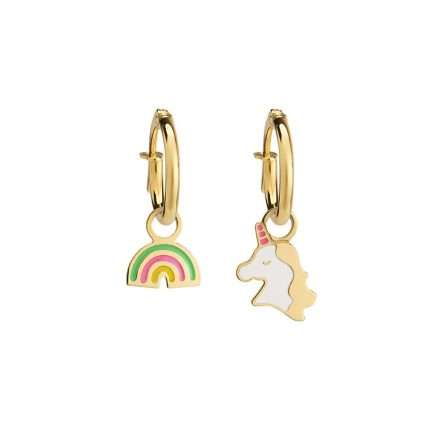 Orecchini leBebé PMG058/C cerchietto oro unicorno arcobaleno