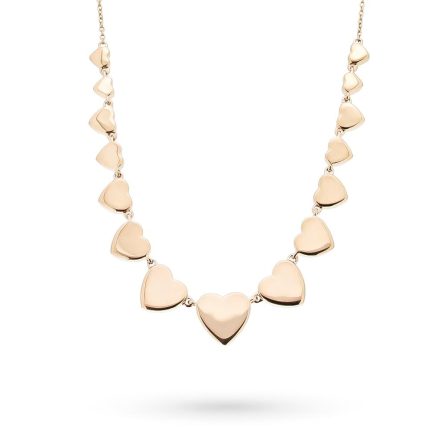 Collar de oro rosa con corazones lisos y pavé de diamantes de 1,11ct