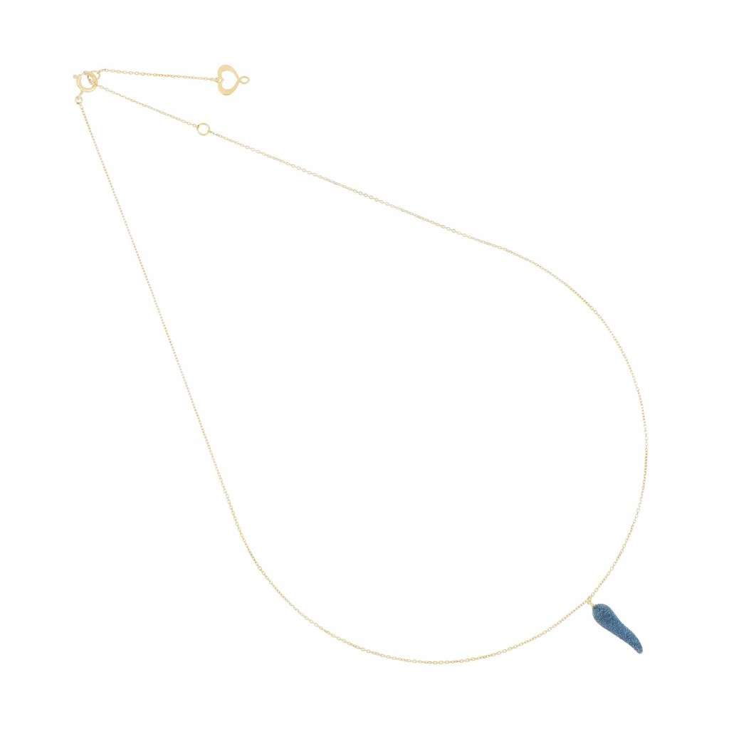 Collar Maman et Sophie de oro amarillo con colgante de polvo de diamantes azules