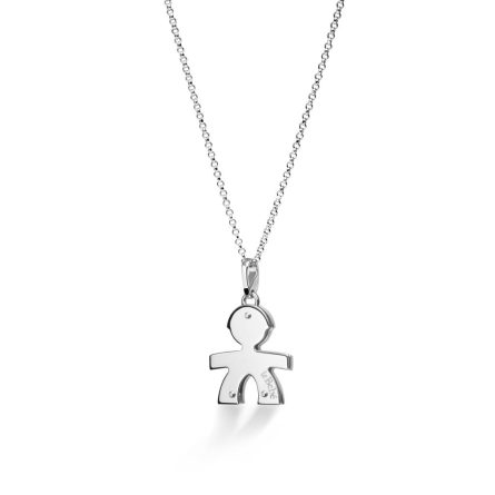 Collana leBebé LBB425 sagoma bimbo oro bianco diamanti ct 0,44