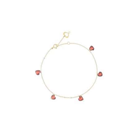 Bracciale Maman et Sophie oro giallo cinque cuori granato
