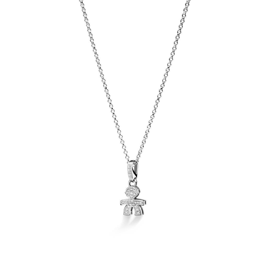 Collana leBebé LBB153 sagoma bimbo mini oro bianco ct 0,11