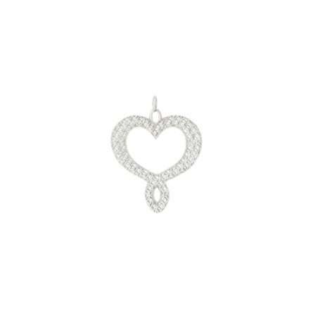 Componente corazón de mamá con textura plateada de 3,4 cm.