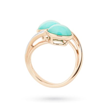 Anillo Contrary en oro rosa con diamantes turquesa 0,06 ct