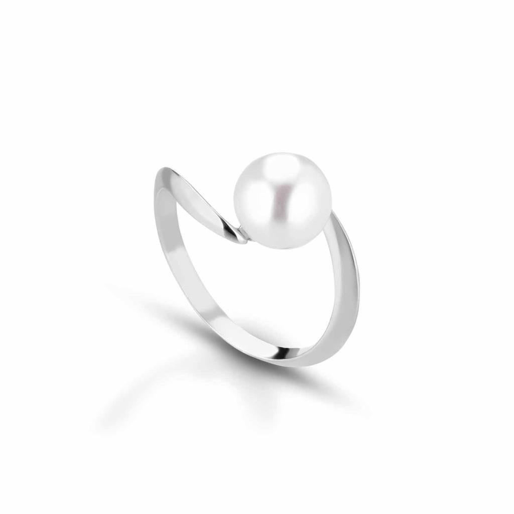 Anello con perla coltivata in oro 18kt Ø 7,5-8 mm