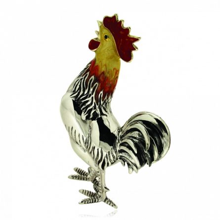 Gallo grande soprammobile argento 925 smalto