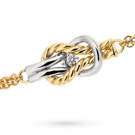 Collana oro bianco giallo 6 nodi piani diamanti 0,62ct