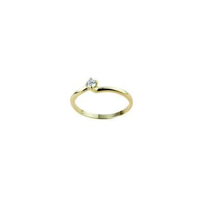 18kt gold solitaire ring, Valentino model, with zirconia, with 3mm stone and 4 prongs