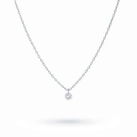 White gold necklace with 0,15 ct floating diamond