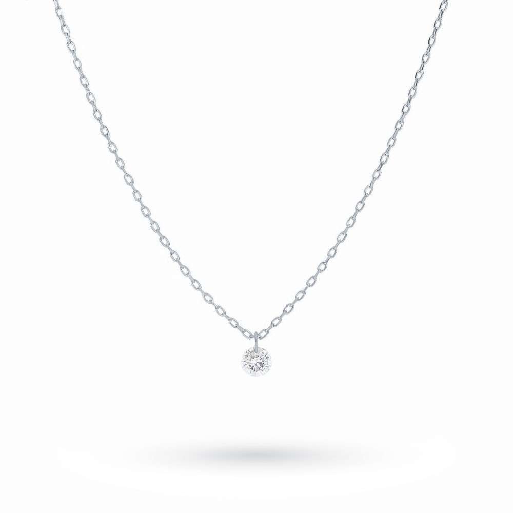White gold necklace with 0,15 ct floating diamond