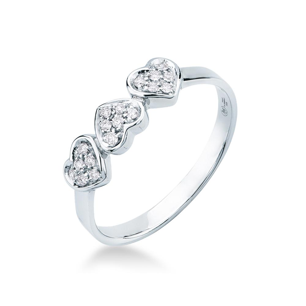 3 hearts gold ring diamonds 0,09ct Mirco Visconti